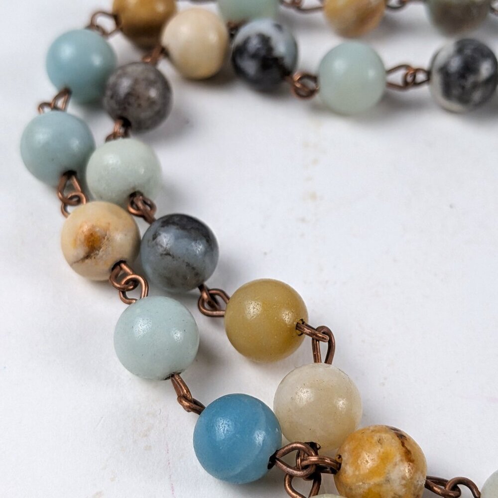 Long Beaded Natural Stone Gold Tassel Necklace - Picture 7 of 7